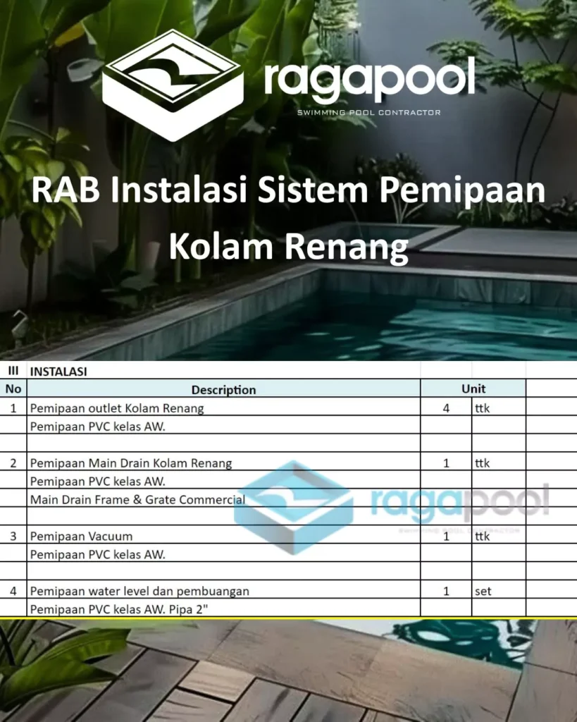 Tabel 3 Instalasi Sistem Pemipaan Kolam Renang