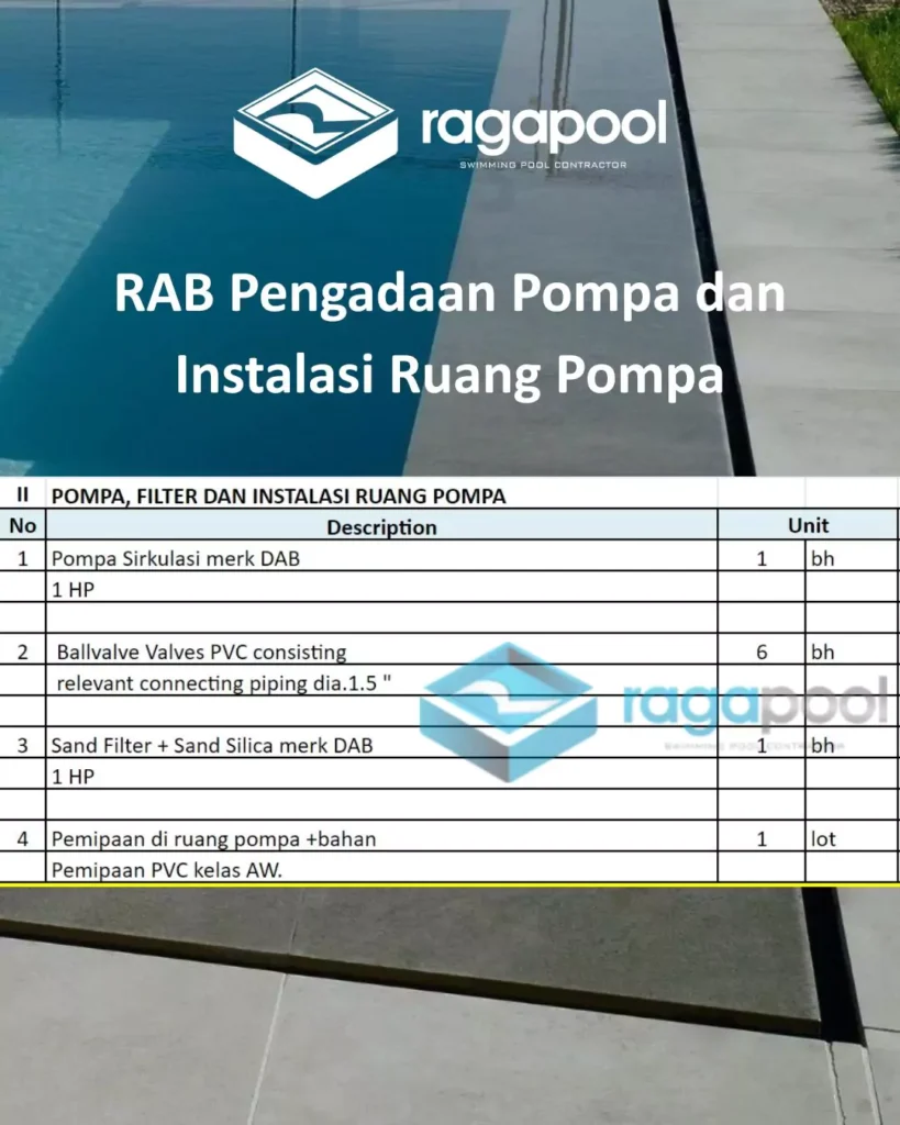 Tabel RAB 2, Pengadaan Pompa dan Instalasi Ruang Pompa
