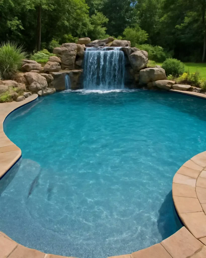 Desain Kolam Renang dengan Air Terjun (Waterfall Pool)