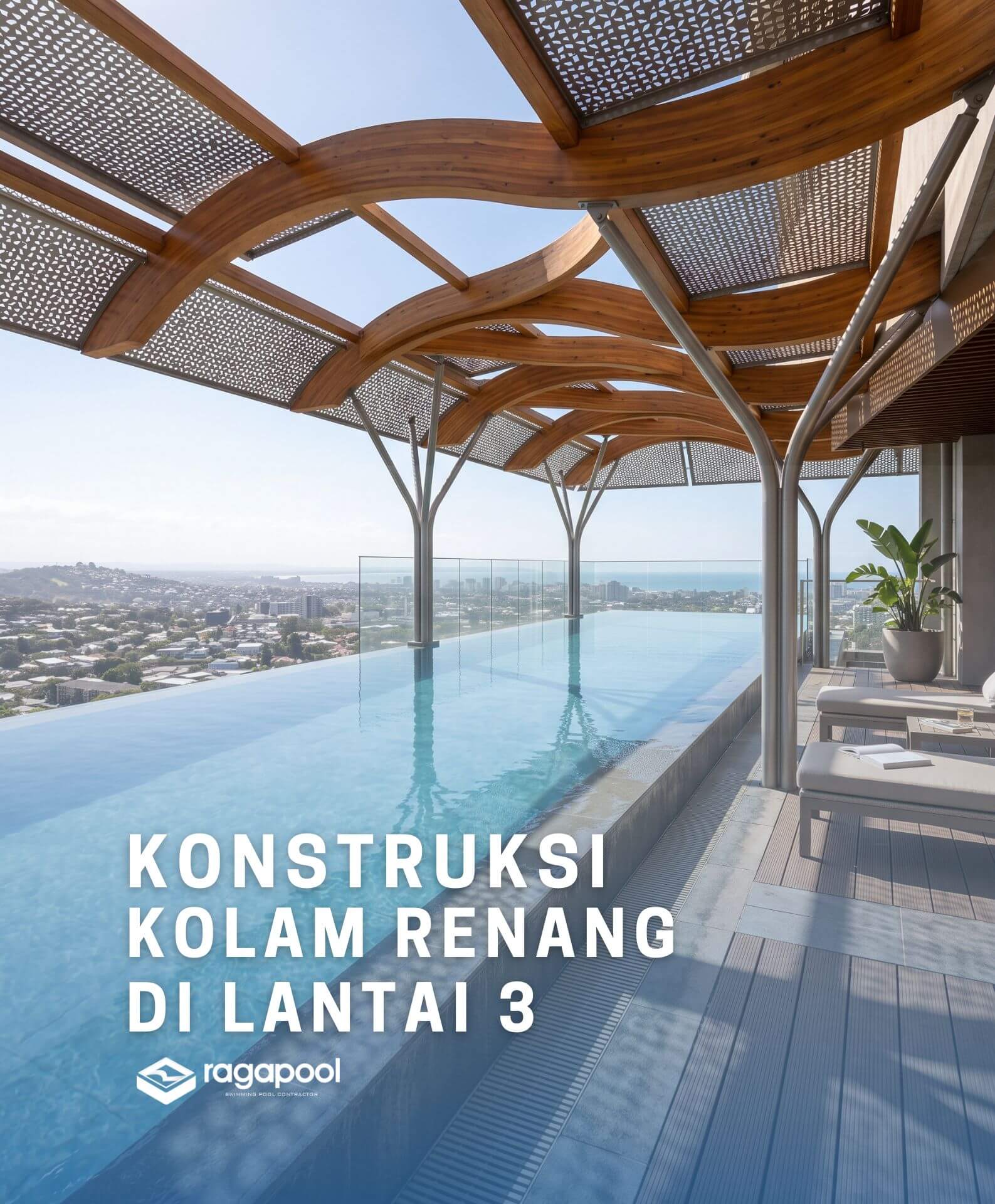 konstruksi kolam renang di lantai 3